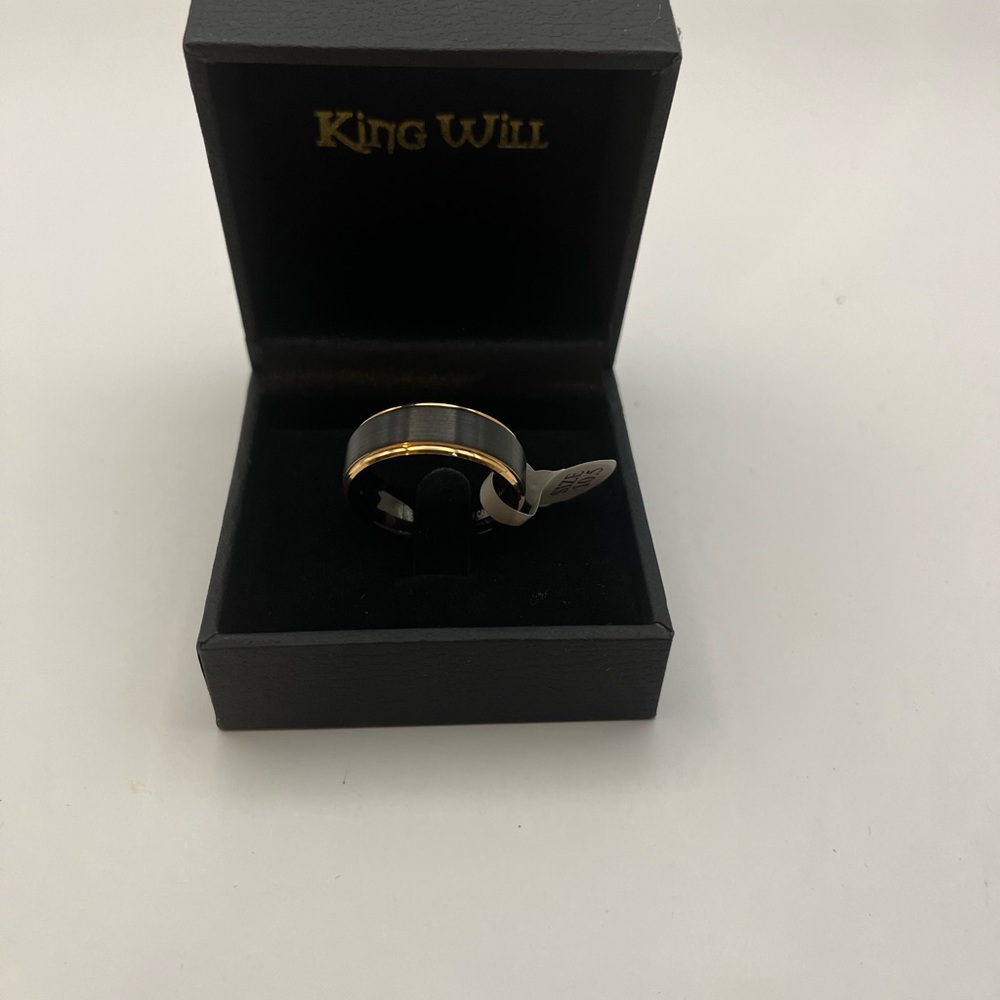 King Will Gold And Black Plated Tungsten Carbide 8mm Ring Size 10 New - Picture 6 of 16